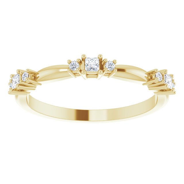 14K Gold Square Natural Diamond Stackable Ring - Yellow Gold - view 8
