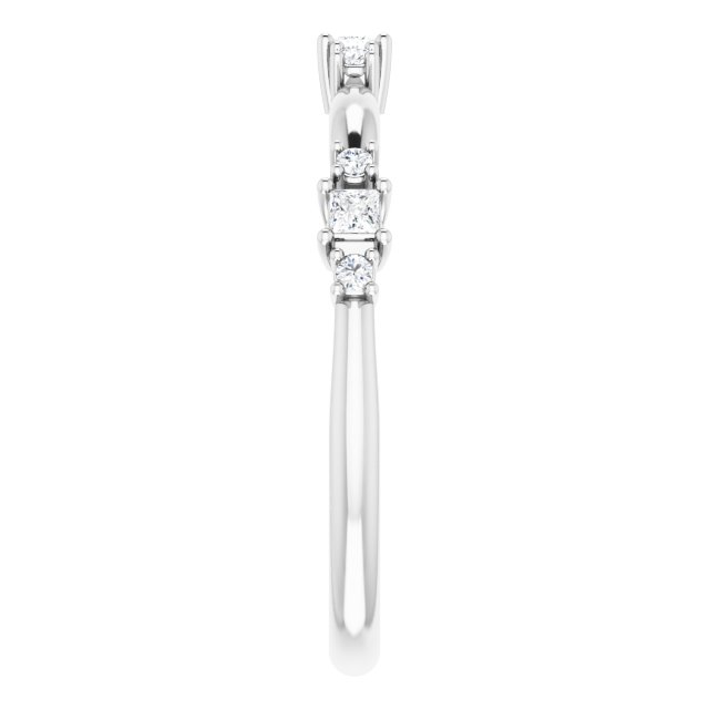 Platinum Square Natural Diamond Stackable Ring - view 9