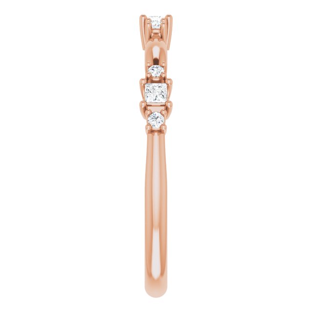 14K Gold Square Natural Diamond Stackable Ring - Rose Gold - view 9