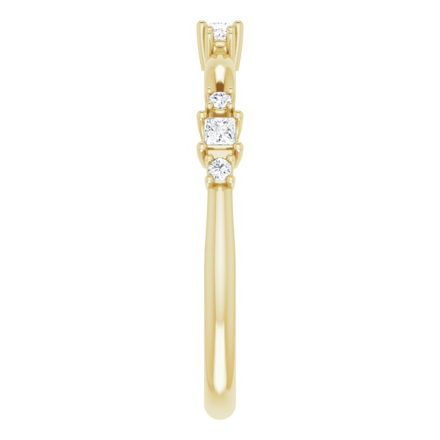 14K Gold Square Natural Diamond Stackable Ring - Yellow Gold - view 9