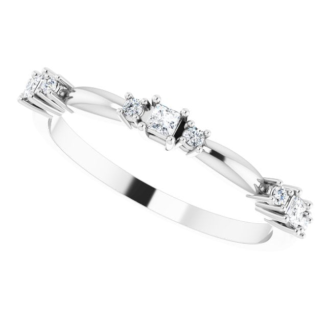 Platinum Square Natural Diamond Stackable Ring - view 10