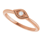14K Gold Round Natural Diamond Stackable Evil Eye Ring - Rose Gold - view 10