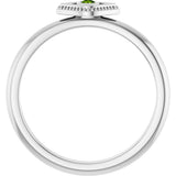 Platinum Round Natural Peridot Stackable Evil Eye Ring - view 7