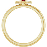 14K Gold Round Natural Ruby Stackable Evil Eye Ring - Yellow Gold - view 7