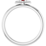 Platinum Round Lab-Grown Ruby Stackable Evil Eye Ring - view 7