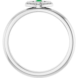 Platinum Round Lab-Grown Emerald Stackable Evil Eye Ring - view 7