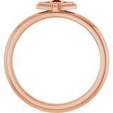 14K Gold Round Lab-Grown Ruby Stackable Evil Eye Ring - Rose Gold - view 7