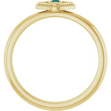 14K Gold Round Lab-Grown Alexandrite Stackable Evil Eye Ring - Yellow Gold - view 7