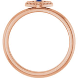 14K Gold Round Lab-Grown Blue Sapphire Stackable Evil Eye Ring - Rose Gold - view 7