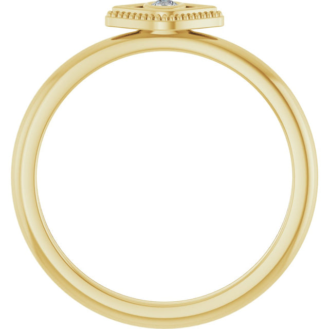 14K Gold Round Natural Diamond Stackable Evil Eye Ring - Yellow Gold - view 7