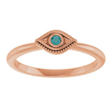 14K Gold Round Natural Alexandrite Stackable Evil Eye Ring - Rose Gold - view 8