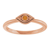 14K Gold Round Natural Citrine Stackable Evil Eye Ring - Rose Gold - view 8