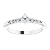 Platinum Square Natural Diamond Accented Stackable Ring – 3x3mm - view 8