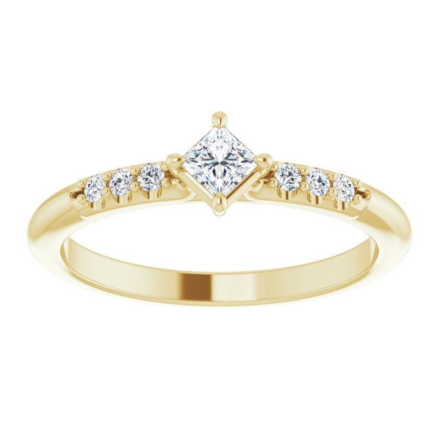 14K Gold Square Natural Diamond Accented Stackable Ring – 3x3mm - Yellow Gold - view 8
