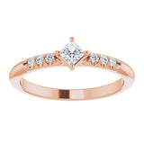 14K Gold Square Natural Diamond Accented Stackable Ring – 3x3mm - Rose Gold - view 8