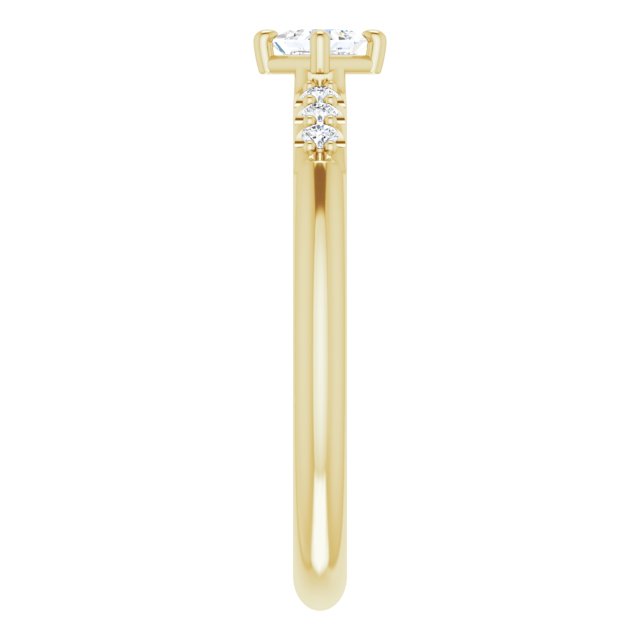 14K Gold Square Natural Diamond Accented Stackable Ring – 3x3mm - Yellow Gold - view 9