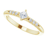 14K Gold Square Natural Diamond Accented Stackable Ring – 3x3mm - Yellow Gold - view 10