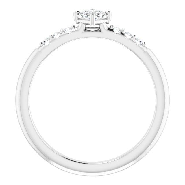 Platinum Square Natural Diamond Accented Stackable Ring – 3x3mm - view 7