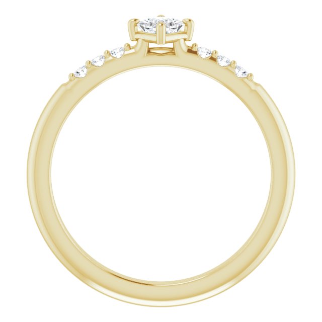 14K Gold Square Natural Diamond Accented Stackable Ring – 3x3mm - Yellow Gold - view 7