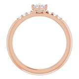 14K Gold Square Natural Diamond Accented Stackable Ring – 3x3mm - Rose Gold - view 7