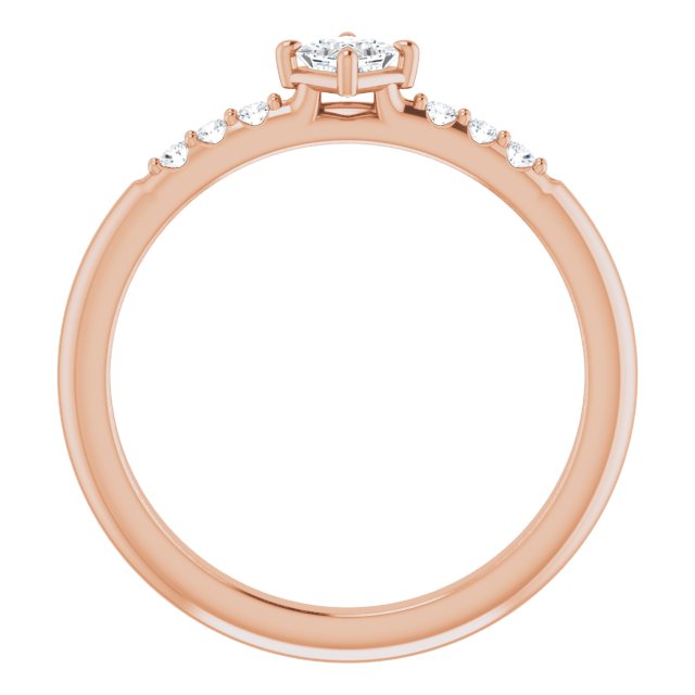 14K Gold Square Natural Diamond Accented Stackable Ring – 3x3mm - Rose Gold - view 7