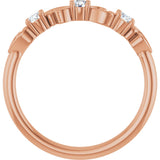 14K Gold Round Natural Diamond Stackable Ring – 2.5mm Stones - Rose Gold - view 7