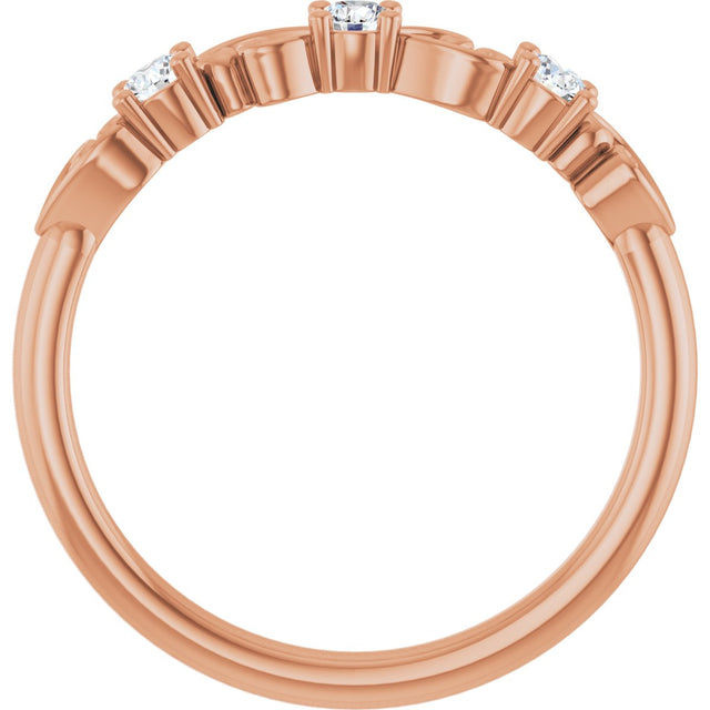 14K Gold Round Natural Diamond Stackable Ring – 2.5mm Stones - Rose Gold - view 7