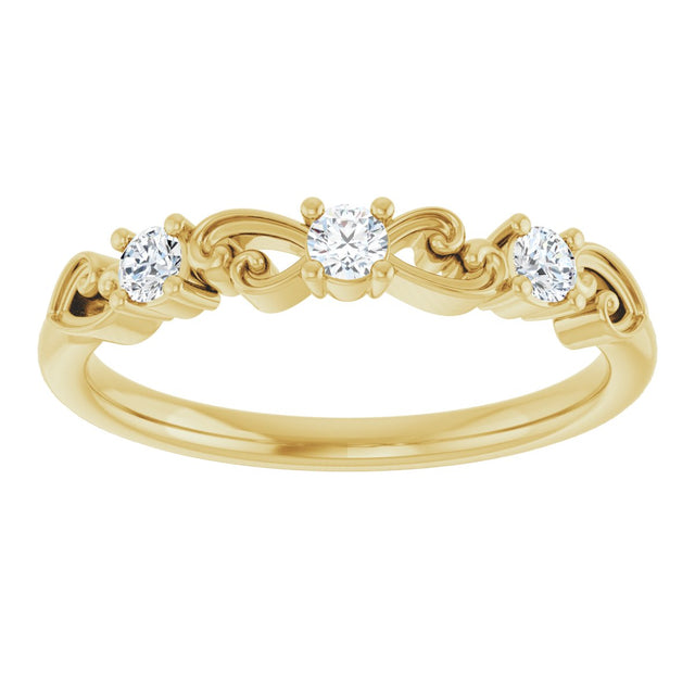 14K Gold Round Natural Diamond Stackable Ring – 2.5mm Stones - Yellow Gold - view 8