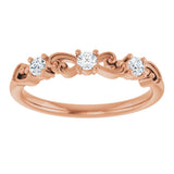 14K Gold Round Natural Diamond Stackable Ring – 2.5mm Stones - Rose Gold - view 8