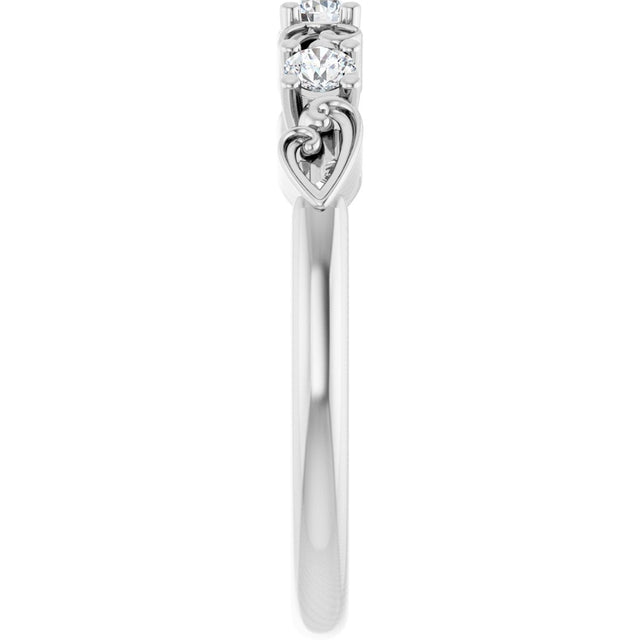 Platinum Round Natural Diamond Stackable Ring – 2.5mm Stones - view 9