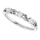 Platinum Round Natural Diamond Stackable Ring – 2.5mm Stones - view 10