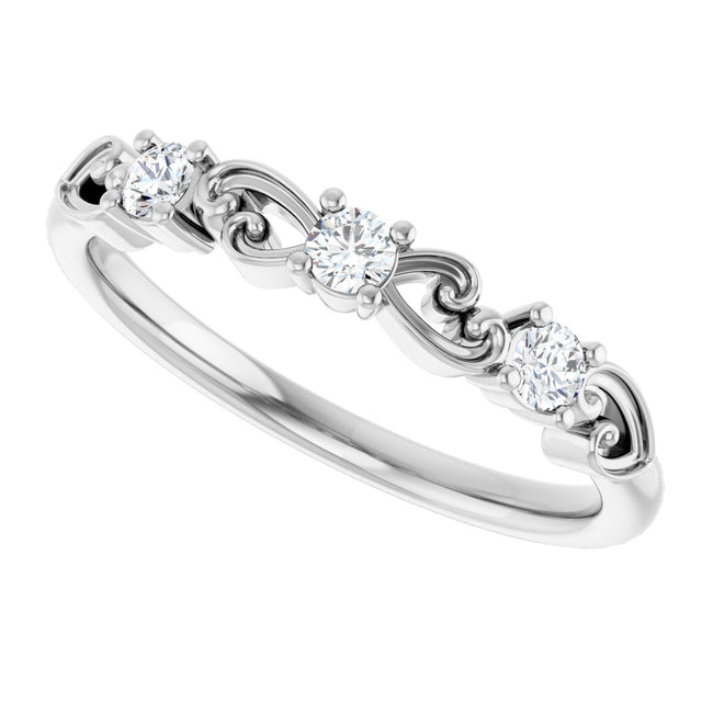 Platinum Round Natural Diamond Stackable Ring – 2.5mm Stones - view 10