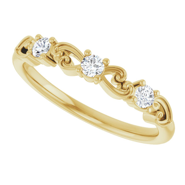 14K Gold Round Natural Diamond Stackable Ring – 2.5mm Stones - Yellow Gold - view 10