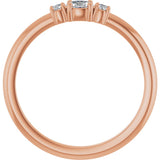 14K Gold Emerald Natural Diamond Stackable Ring - Rose Gold - view 7