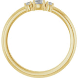 14K Gold Emerald Natural Diamond Stackable Ring - Yellow Gold - view 7