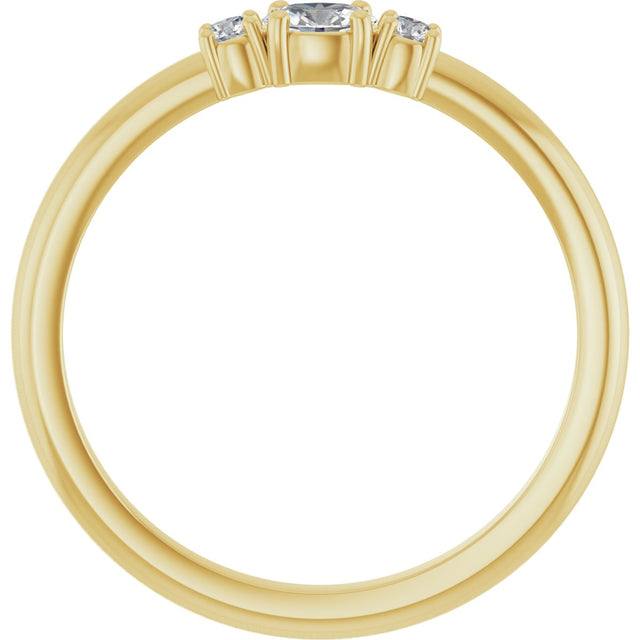 14K Gold Emerald Natural Diamond Stackable Ring - Yellow Gold - view 7