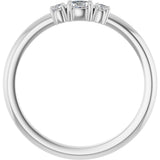 Platinum Emerald Natural Diamond Stackable Ring - view 7
