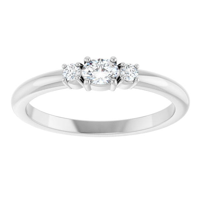 Platinum Emerald Natural Diamond Stackable Ring - view 8