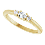 14K Gold Emerald Natural Diamond Stackable Ring - Yellow Gold - view 10