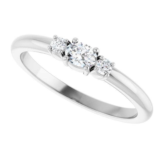 Platinum Emerald Natural Diamond Stackable Ring - view 10