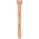 14K Gold Emerald Natural Diamond Stackable Ring - Rose Gold - view 9