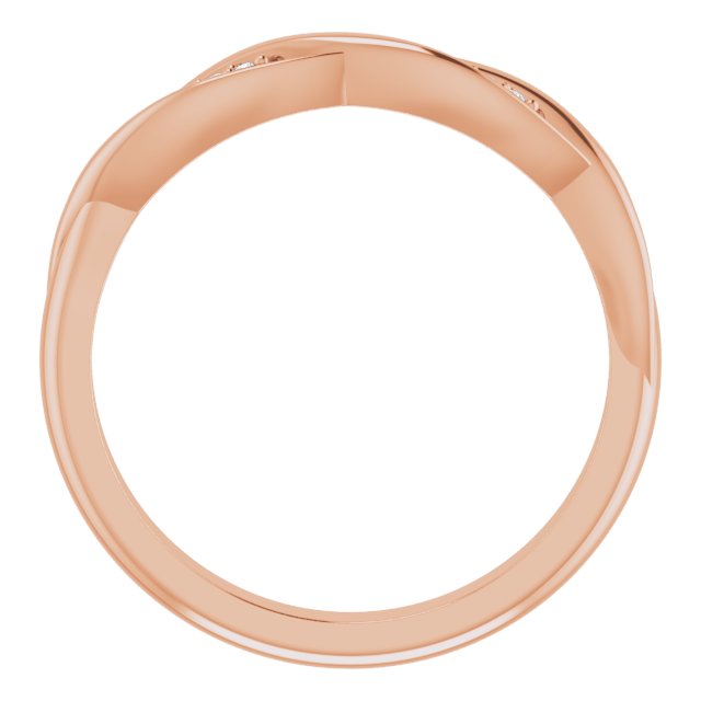 14K Gold Round Natural Diamond Stackable Twisted Ring - Rose Gold - view 7