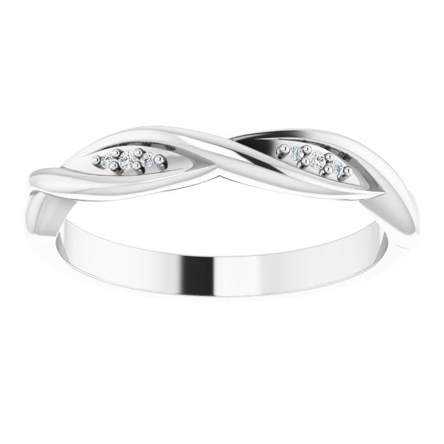 Platinum Round Natural Diamond Stackable Twisted Ring - view 8