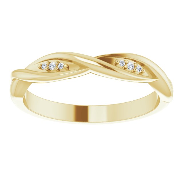 14K Gold Round Natural Diamond Stackable Twisted Ring - Yellow Gold - view 8