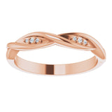 14K Gold Round Natural Diamond Stackable Twisted Ring - Rose Gold - view 8