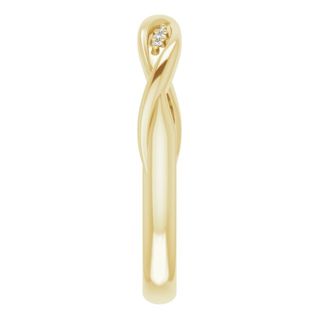 14K Gold Round Natural Diamond Stackable Twisted Ring - Yellow Gold - view 9