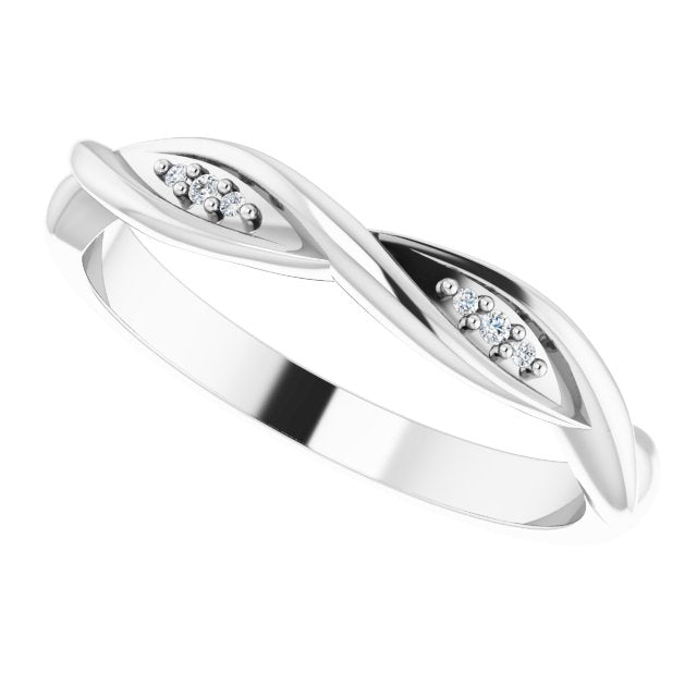 Platinum Round Natural Diamond Stackable Twisted Ring - view 10