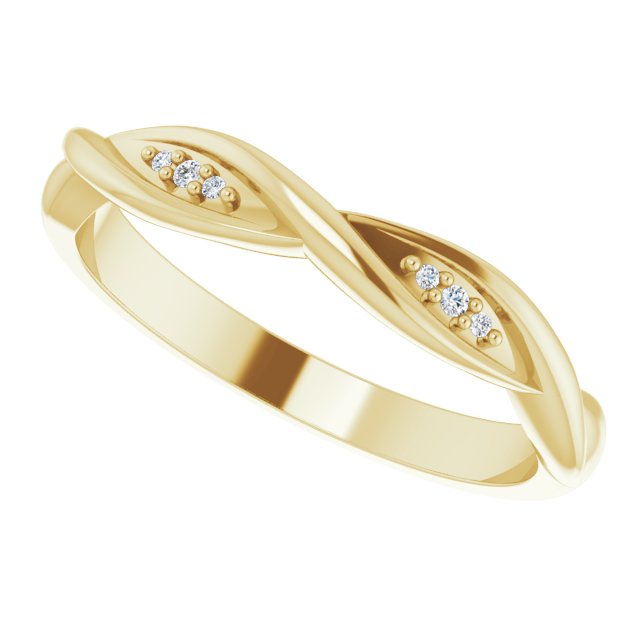 14K Gold Round Natural Diamond Stackable Twisted Ring - Yellow Gold - view 10