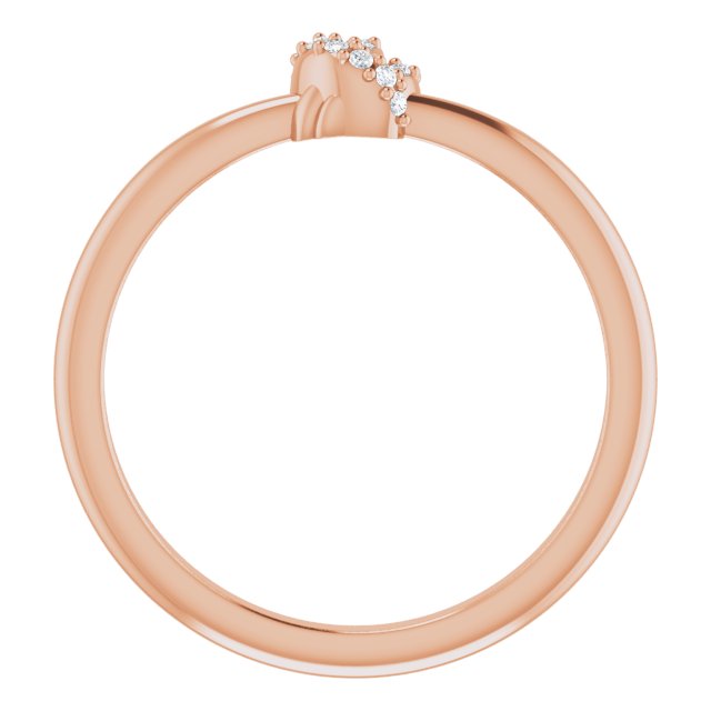 14K Gold Round Natural Diamond Accented Knot Ring II - Rose Gold - view 7
