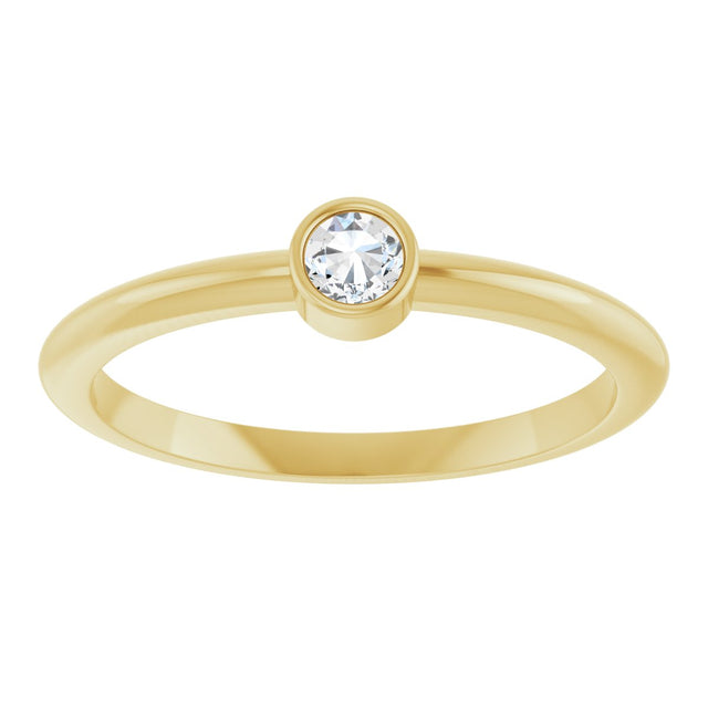 14K Gold Round Natural Diamond Bezel-Set Stackable Ring – 2-5.7mm Stones - Yellow Gold - view 13